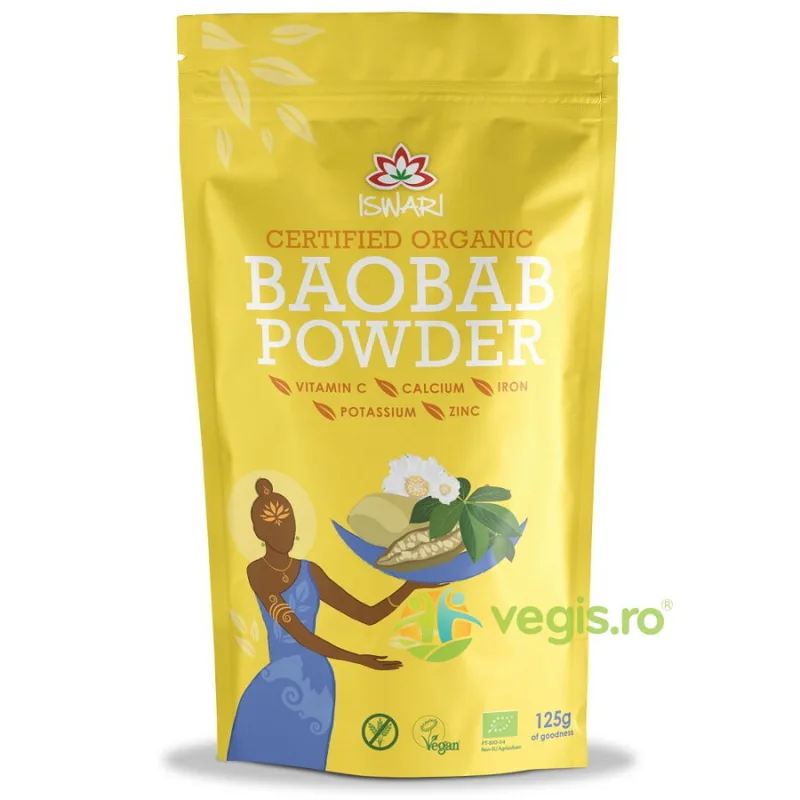 Pulbere de Baobab fara Gluten Ecologica/Bio 125g ISWARI — preț și oferte