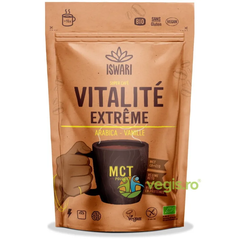 Cafea Arabica cu MCT si Vanilie fara Gluten Extreme Vitality Ecologica/Bio 200g ISWARI — preț și oferte