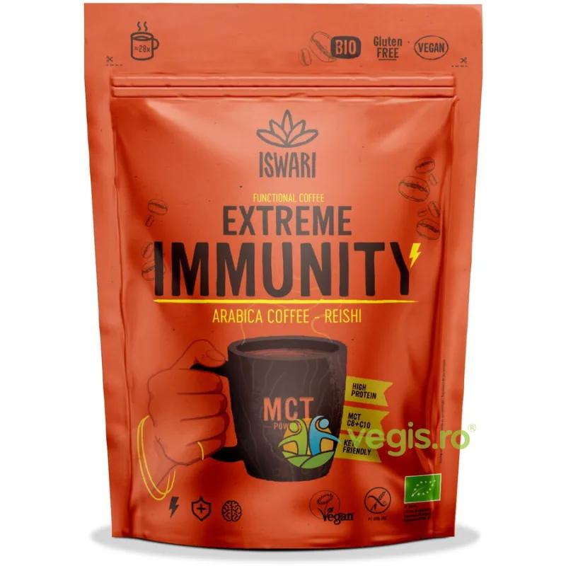 Cafea Arabica cu MCT, Cacao si Reishi fara Gluten Extreme Immunity Ecologica/Bio 200g ISWARI — preț și oferte