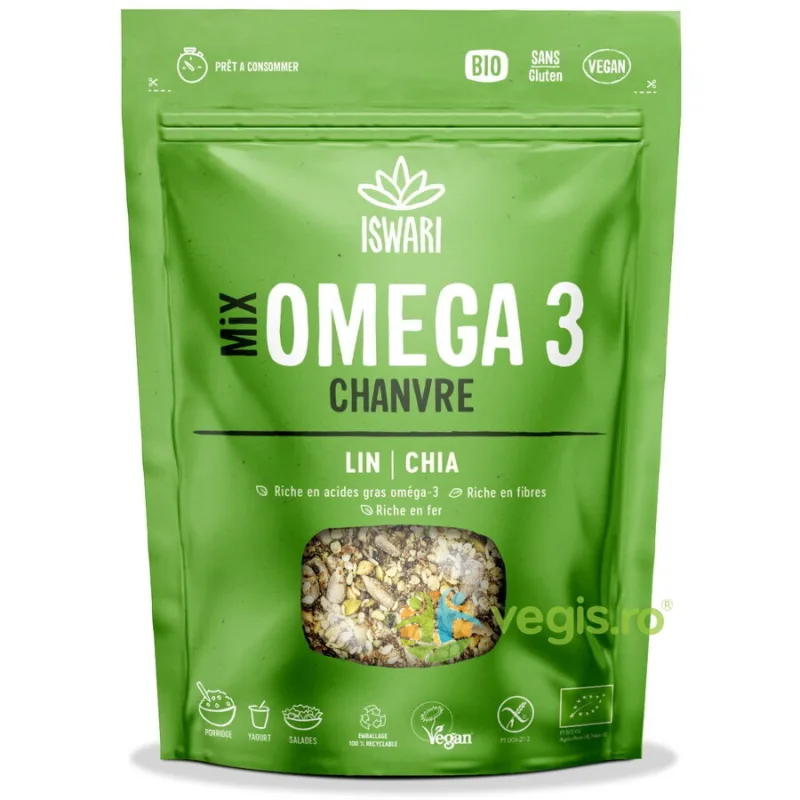 Mix Omega3 cu Seminte de Canepa, In si Chia 200g ISWARI — preț și oferte