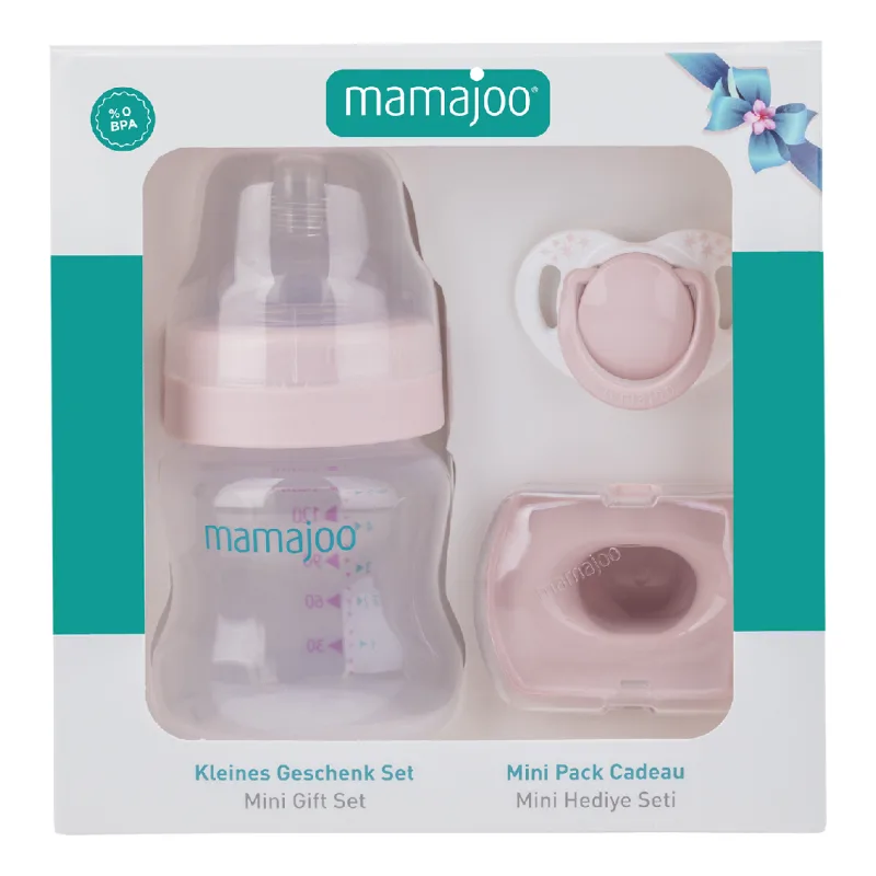 Set roz pudrat, biberon*150ml, suzeta si cutie de depozitare, Mamajoo — preț și oferte