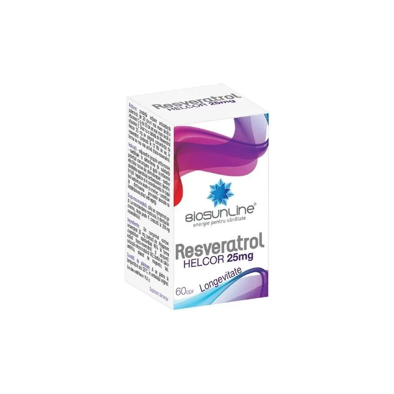 Resveratrol 25mg, 60 comprimate, Helcor HELCOR BAIA MARE — preț și oferte