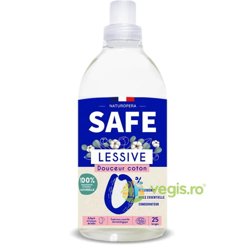 Detergent pentru Rufe cu Parfum Proaspat de Bumbac fara Alergeni 1L Safe — preț și oferte
