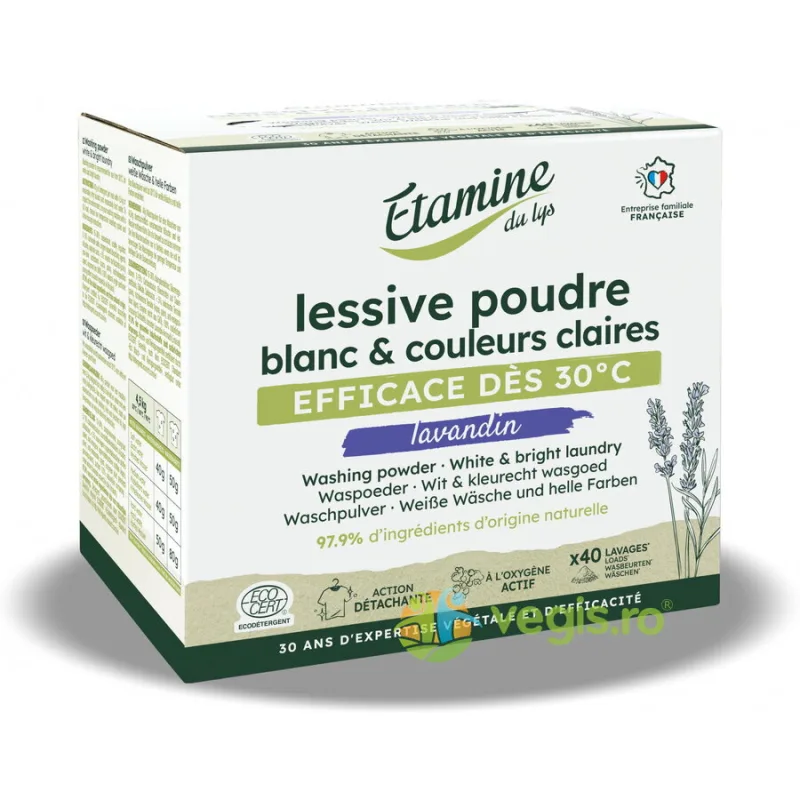 Detergent Pudra pentru Rufe Albe si Culori Deschise cu Parfum de Lavanda 2kg ETAMINE DU LYS — preț și oferte