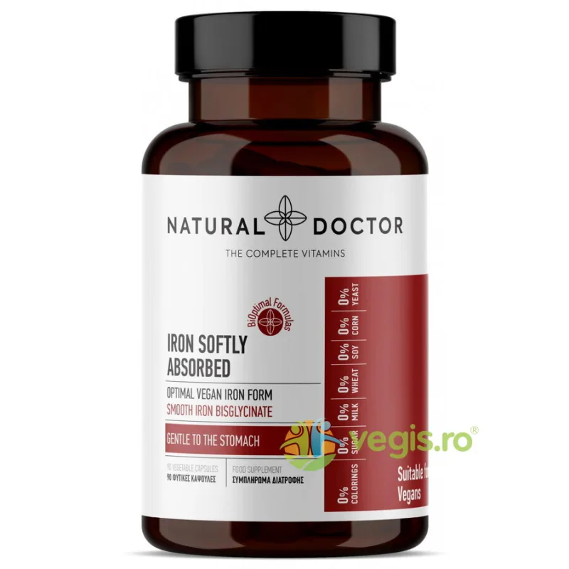 Iron Softly Absorbed - Formula Delicata de Fier 90caps vegetale NATURAL DOCTOR — preț și oferte