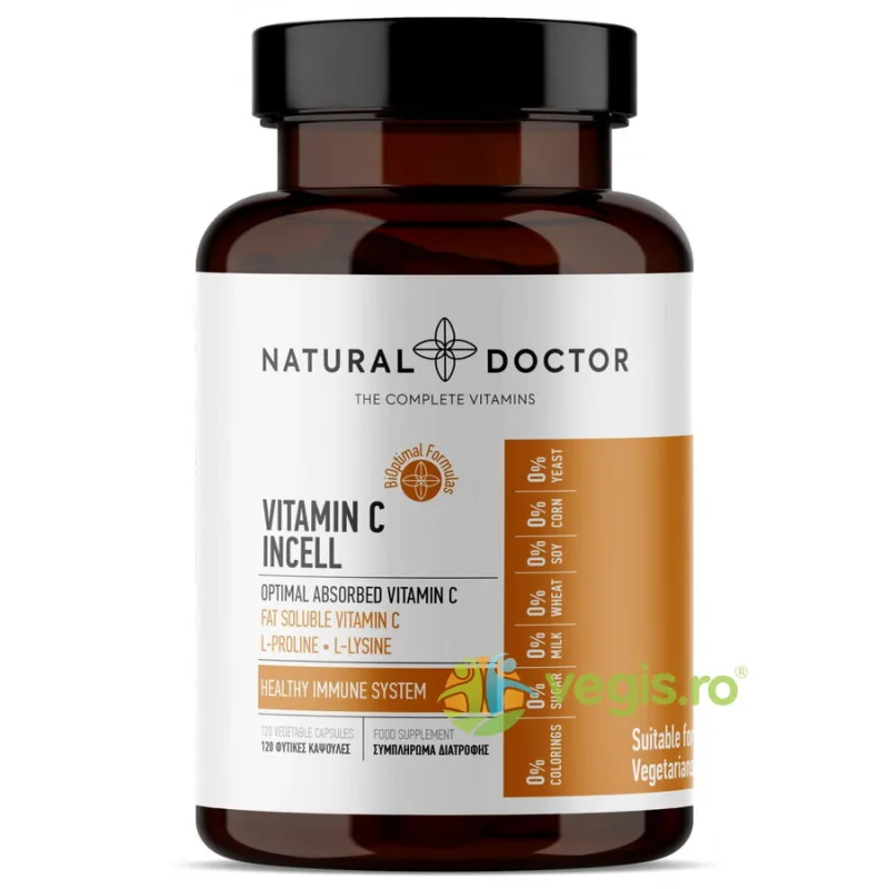 Vitamin C Incell - Sistem Imunitar Puternic 120cps vegetale NATURAL DOCTOR — preț și oferte