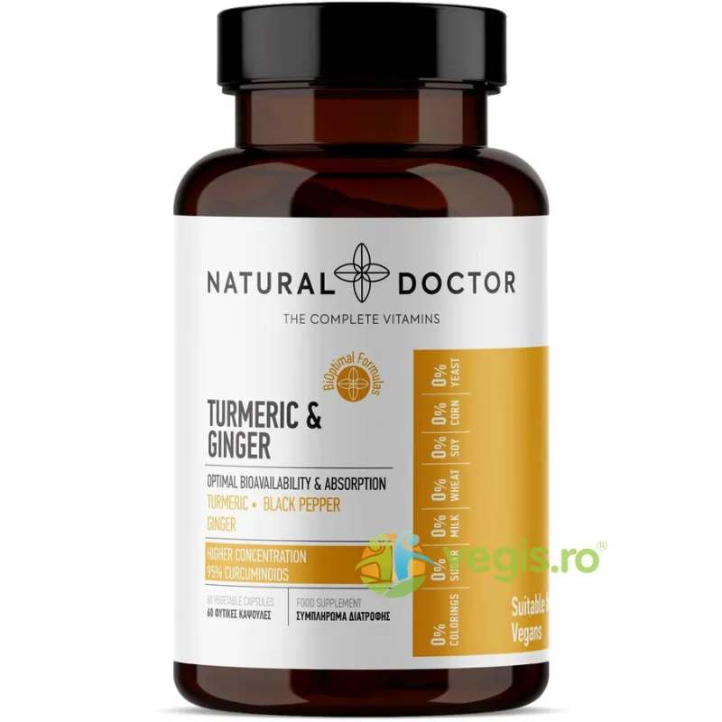 Turmeric Ginger - Antiinflamator si Antioxidant Natural 60cps vegetale NATURAL DOCTOR — preț și oferte