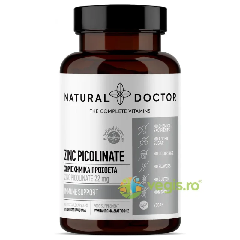 Zinc Picolinate - Sistem Imunitar Puternic si Celule Sanatoase 120cps vegetale NATURAL&nbsp;DOCTOR — preț și oferte