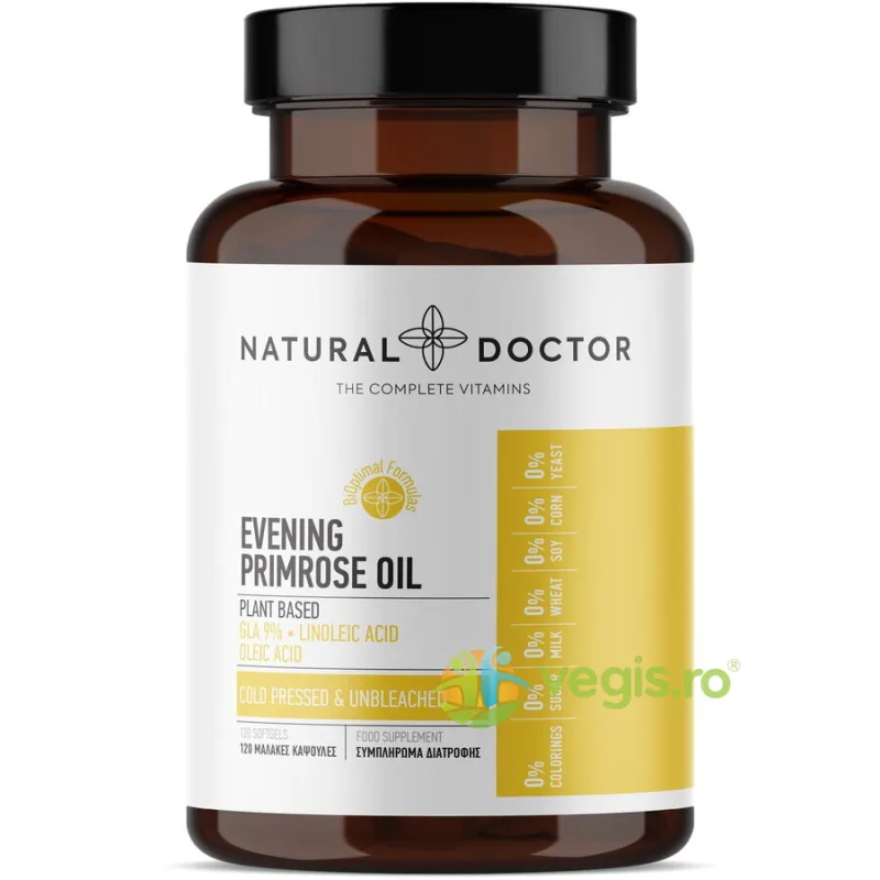 Evening Primrose Oil - Tratamentul Simptomelor Premenstruale 120cps vegetale NATURAL DOCTOR — preț și oferte