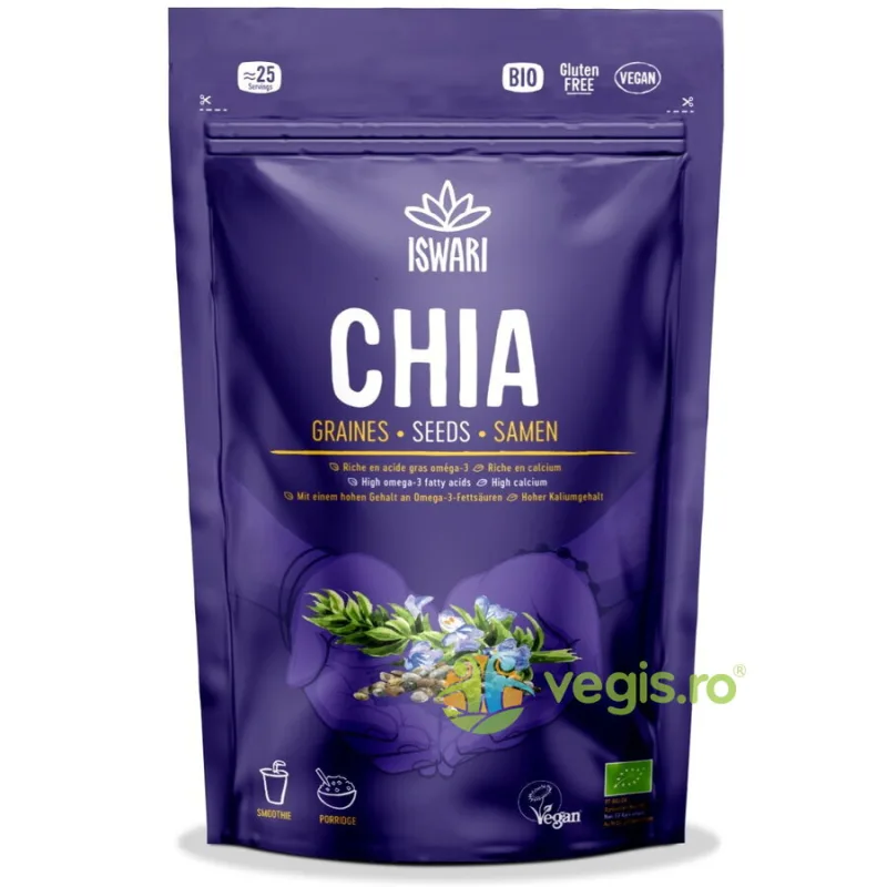 Seminte de Chia fara Gluten Ecologice/Bio 250g ISWARI — preț și oferte