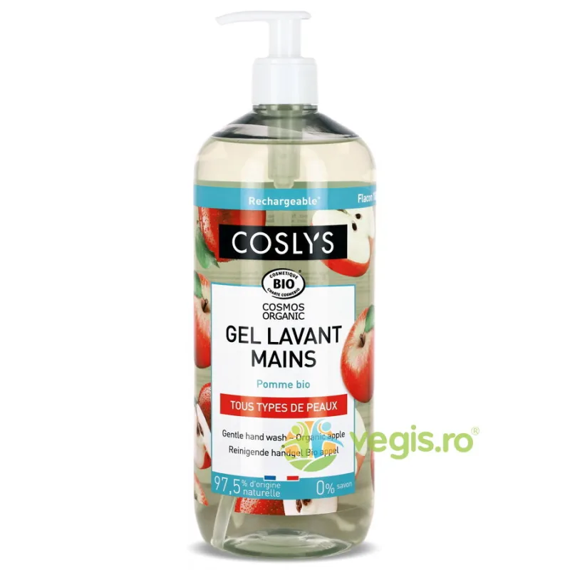Gel pentru Maini cu Extract de Mere (Format Mare) fara Sapun Bio 1L COSLYS — preț și oferte