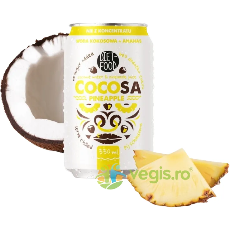 Apa de Cocos Naturala cu Ananas fara Zahar 330ml DIET FOOD — preț și oferte