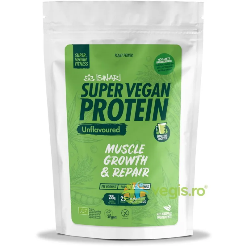 Proteina Super Vegan Potrivita dupa Efort fara Aroma Ecologica/Bio 875g ISWARI — preț și oferte