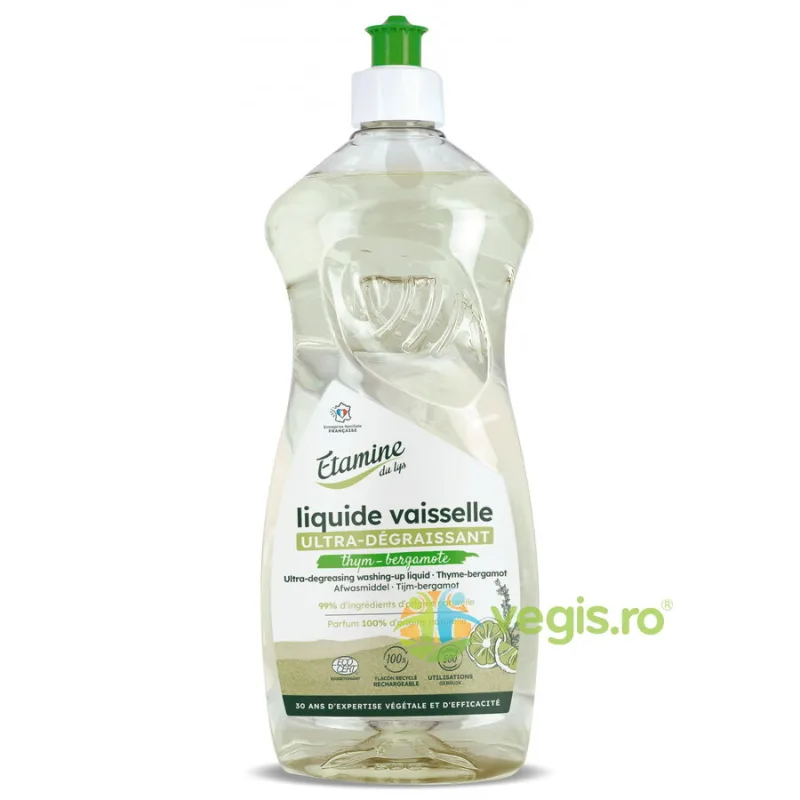 Detergent Eco Ultra Degresant pentru Vase cu Parfum de Cimbru si Bergamota 1L ETAMINE DU LYS — preț și oferte