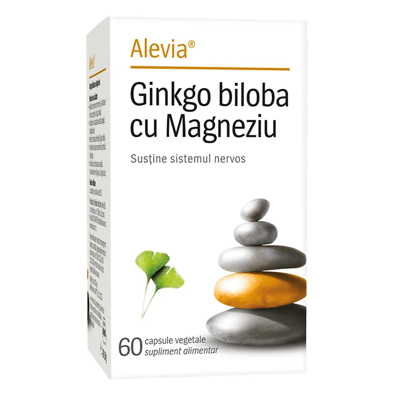 Ginkgo Biloba cu Magneziu, 60 capsule vegetale, Alevia — preț și oferte