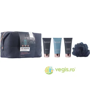 Set Cadou Groom&Go GC Homme Fine Grooming Gel de Dus 100ml + Sampon pentru Par si Barba 100ml + Spuma de Baie 100ml + Burete Exfoliant de Corp 1buc + Portfard Reutilizabil 1buc