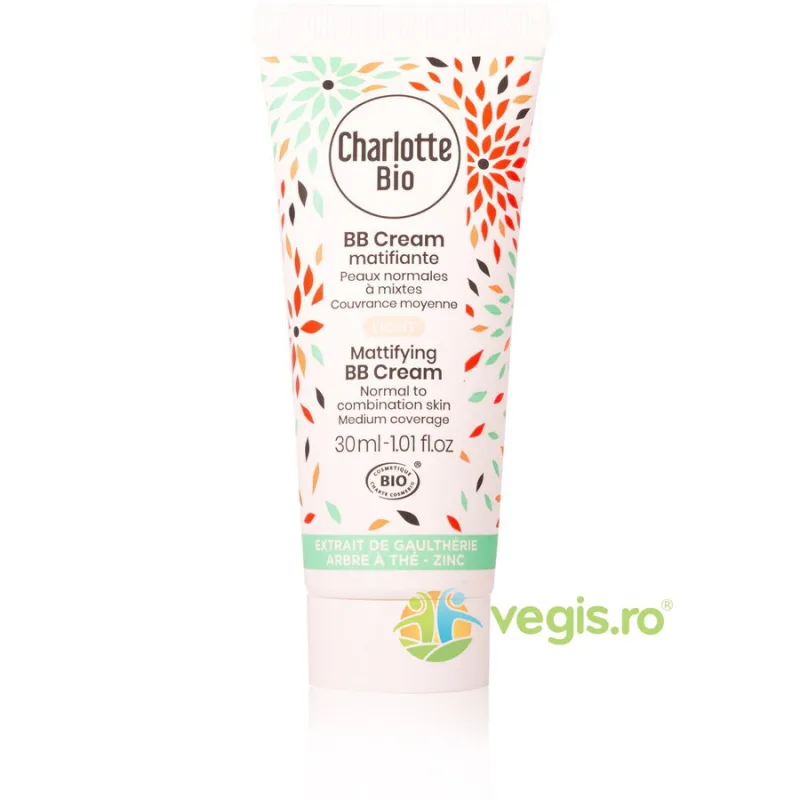 BB Cream Matifiant Ligh pentru Piele Normala si Mixta cu Extract de Tea Tree si Zinc Bio 30ml CHARLOTTE BIO — preț și oferte