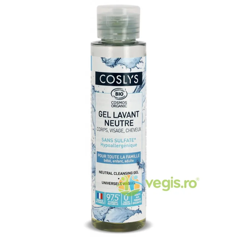 Gel de Dus pentru Maini, Corp si Par pentru Toata Familia fara Parfum Travel Size Bio 100ml COSLYS — preț și oferte