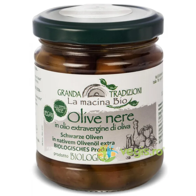 Masline Negre in Ulei de Masline fara Gluten Ecologice/Bio 180g LA MACINA BIO — preț și oferte