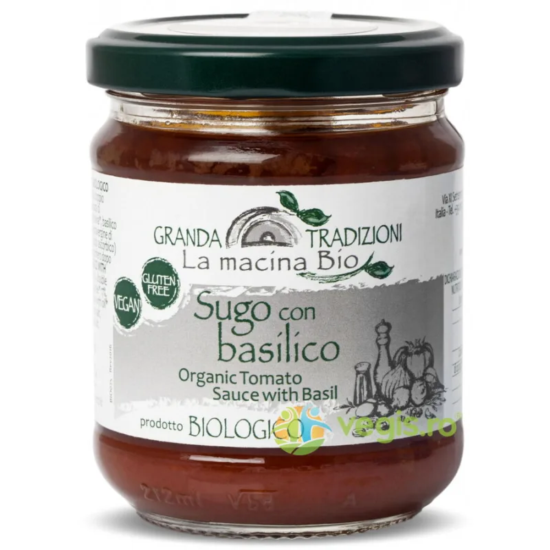 Sos din Rosii cu Busuioc fara Gluten Ecologic/Bio 180g LA MACINA BIO — preț și oferte
