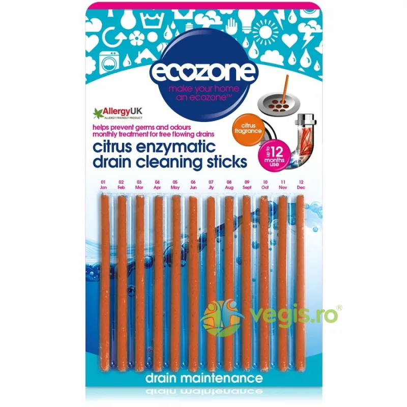 Stick pentru Desfundarea Tevilor si Eliminarea Mirosului Neplacut cu Citrice 12buc ECOZONE — preț și oferte