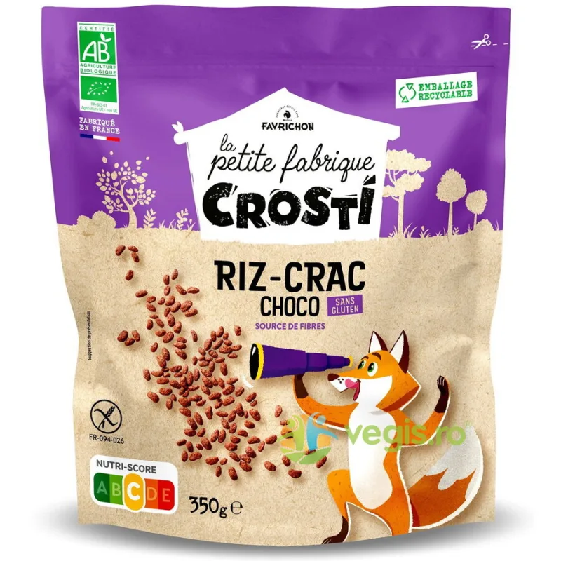 Cereale pentru Copii din Orez Expandat si Ciocolata fara Gluten Ecologice/Bio 350g CROSTI — preț și oferte