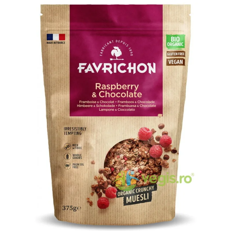 Musli Crocant cu Zmeura si Ciocolata fara Gluten Ecologic/Bio 375g FAVRICHON — preț și oferte