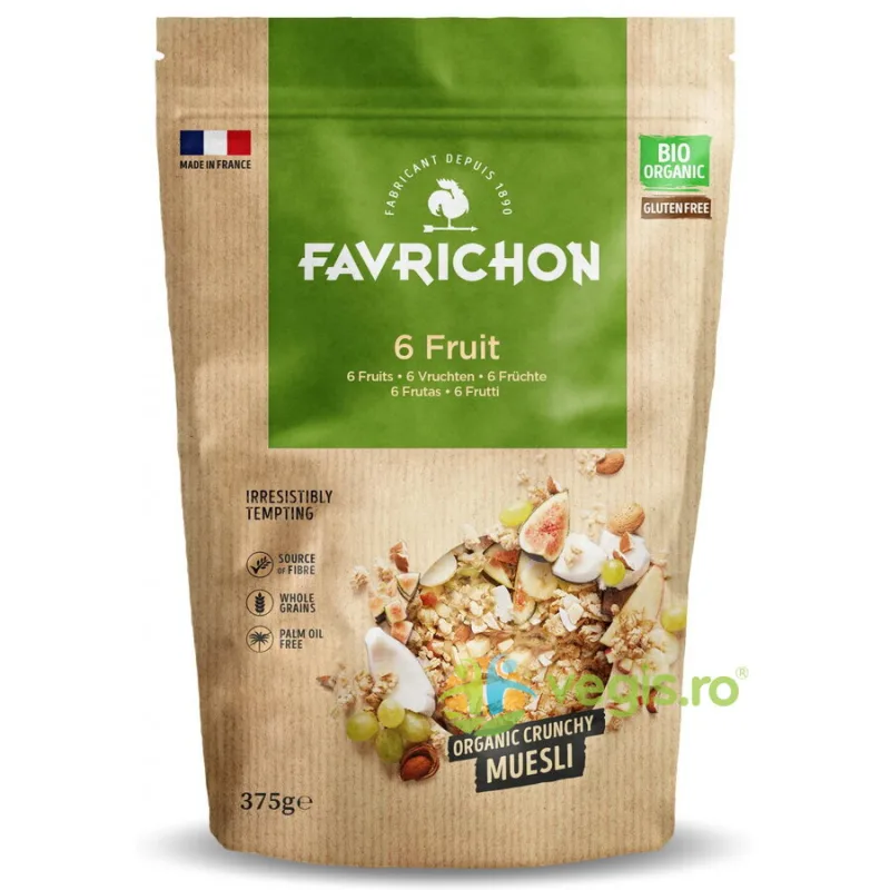 Musli Crocant cu 6 Fructe si Nuci fara Gluten Ecologic/Bio 375g FAVRICHON — preț și oferte