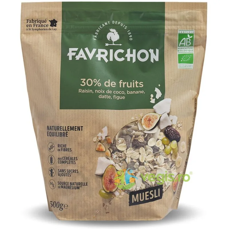 Musli Traditional cu 30% Continut de Fructe si Nuci fara Zahar Ecologic/Bio 500g FAVRICHON — preț și oferte