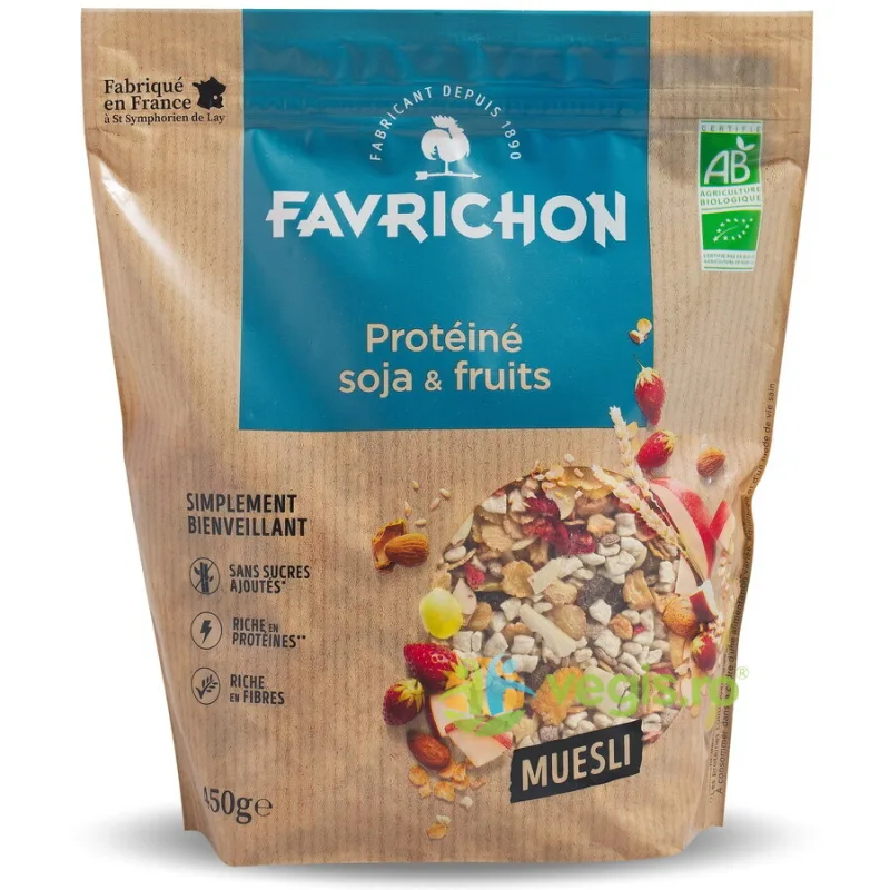 Musli cu 40% Proteine, Soia si Fructe Ecologic/Bio 450g FAVRICHON — preț și oferte