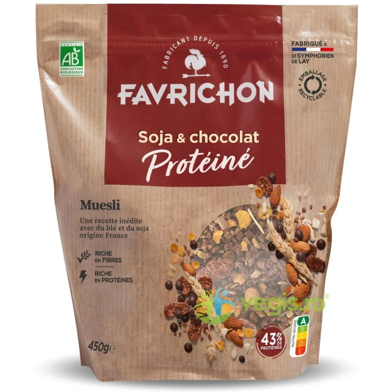 Musli cu 43% Proteine, Soia si Ciocolata Ecologic/Bio 450g FAVRICHON — preț și oferte