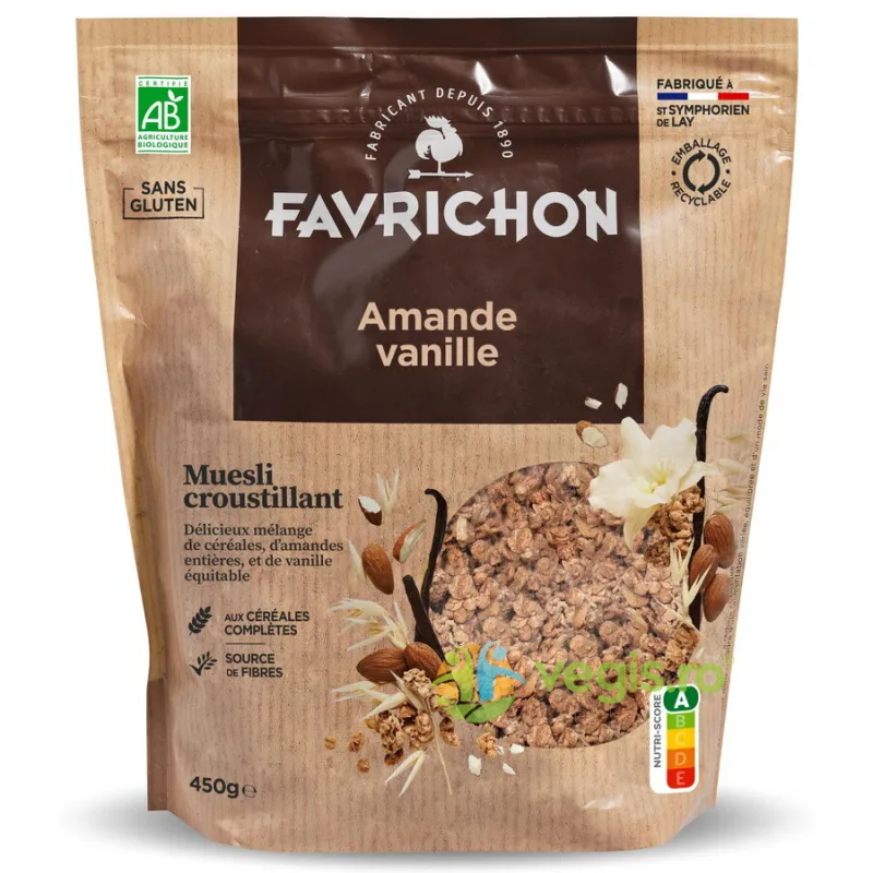 Musli Crocant cu Migdale si Vanilie fara Gluten Ecologic/Bio 450g FAVRICHON — preț și oferte