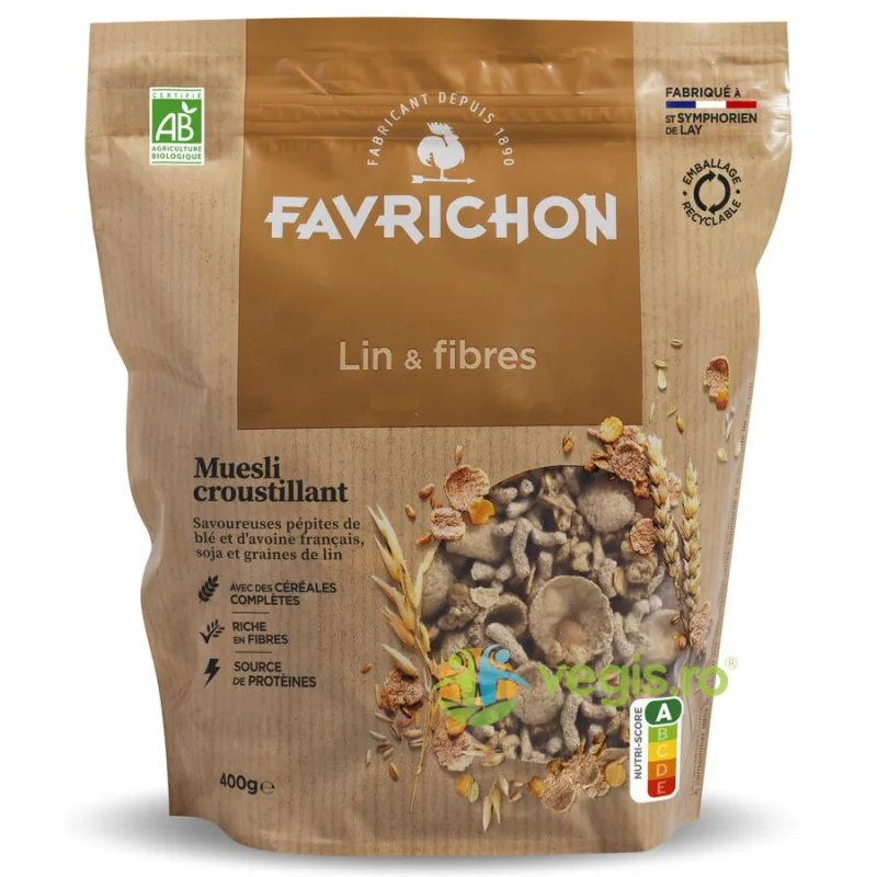 Mix de Cereale cu Fibre din In si Scortisoara Ecologic/Bio 400g FAVRICHON — preț și oferte
