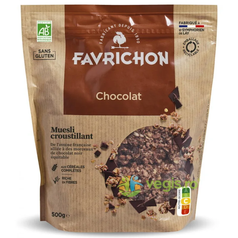 Musli Crocant cu Ciocolata fara Gluten Ecologic/Bio 500g FAVRICHON — preț și oferte