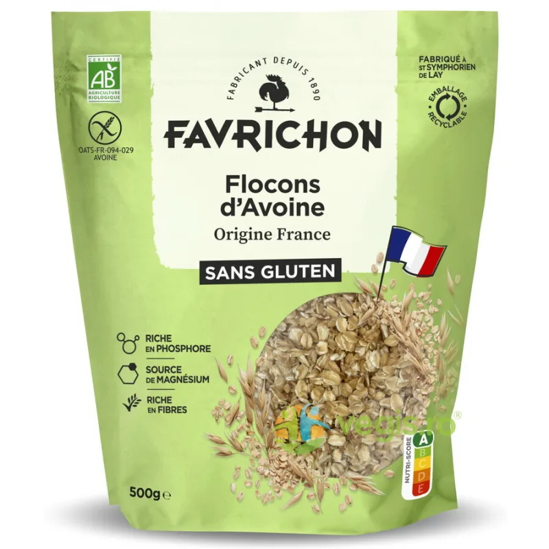 Fulgi de Ovaz fara Gluten Ecologici/Bio 500g FAVRICHON — preț și oferte