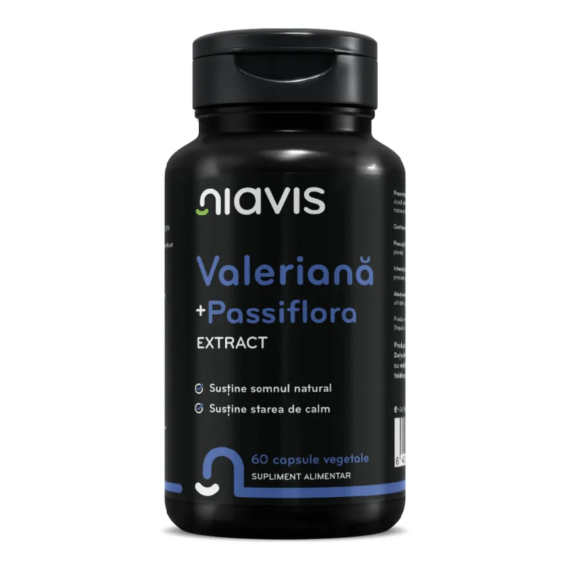 Valeriana + Passiflora Extract, 60 capsule, Niavis — preț și oferte