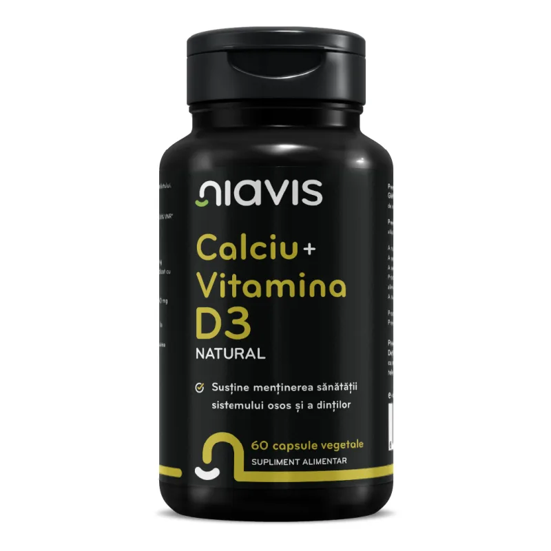 Calciu + Vitamina D3 Natural, 60 capsule, Niavis — preț și oferte