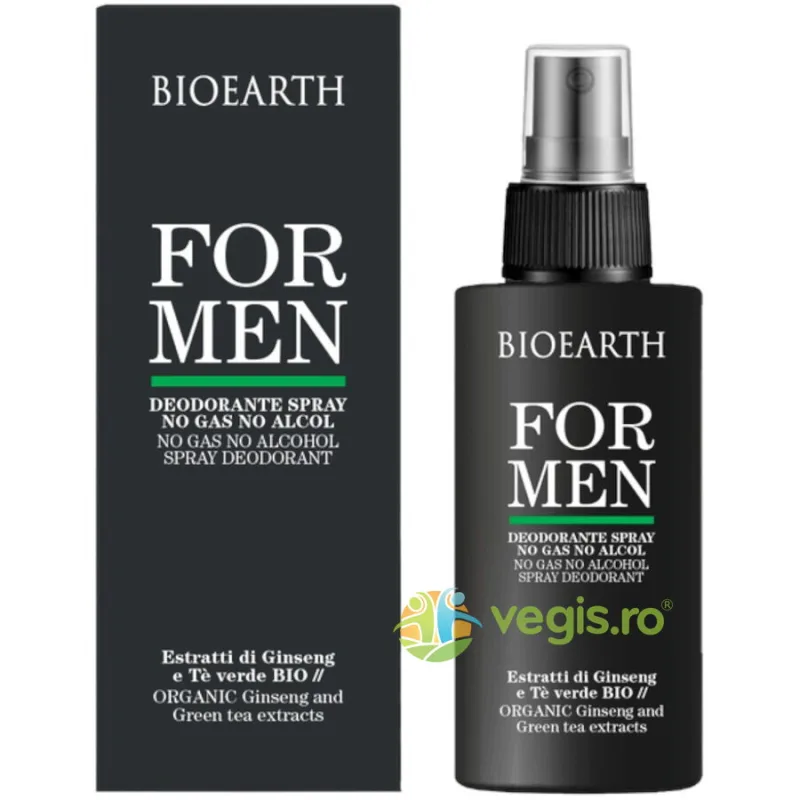 Deodorant Spray pentru Barbati cu Ginseng si Ceai Verde fara Alcool 100ml Bioearth — preț și oferte