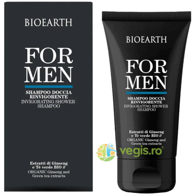 Sampon si Gel de Dus Revigorant pentru Barbati cu Ginseng si Ceai Verde 200ml Bioearth — preț și oferte