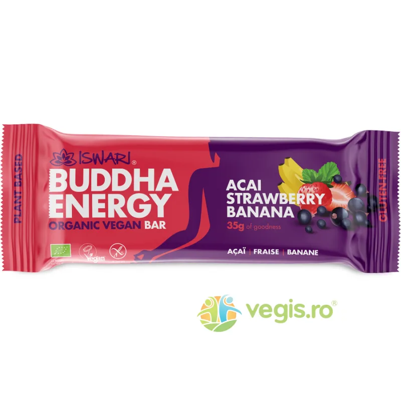 Baton Energizant cu Acai, Capsuni si Banane fara Gluten Ecologic/Bio 35g ISWARI — preț și oferte