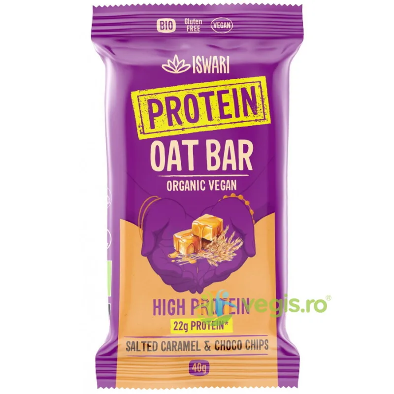 Baton Proteic din Ovaz si Caramel Sarat fara Gluten Ecologic/Bio 40g ISWARI — preț și oferte