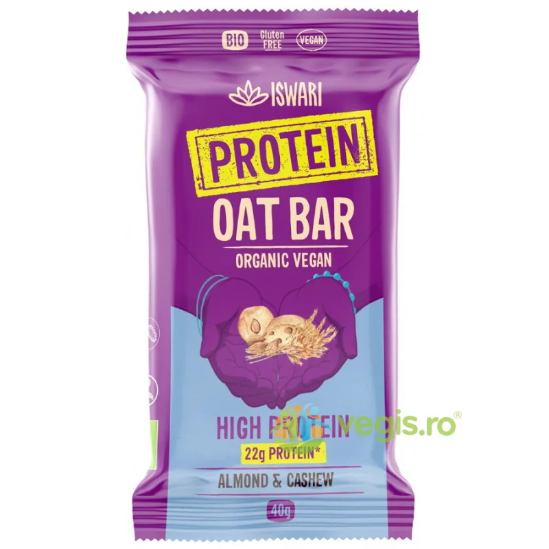 Baton Proteic din Ovaz, Migdale si Caju fara Gluten Ecologic/Bio 40g ISWARI — preț și oferte