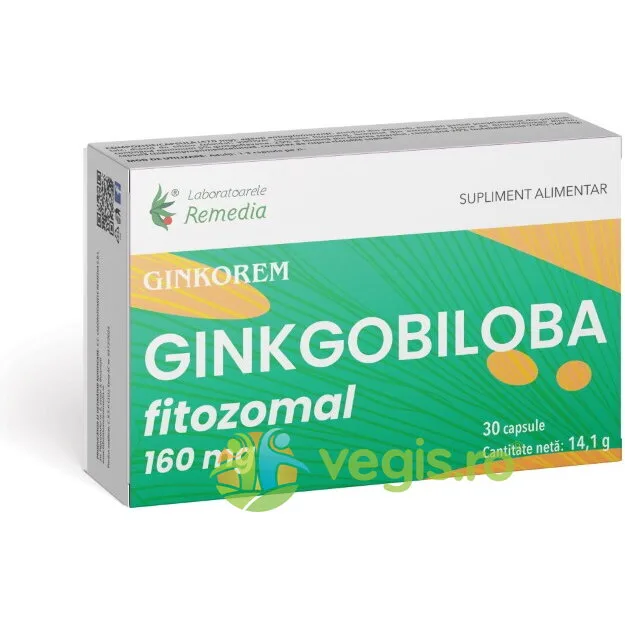 Ginkorem Ginkgo Biloba Fitozomal 160mg 30cps REMEDIA — preț și oferte