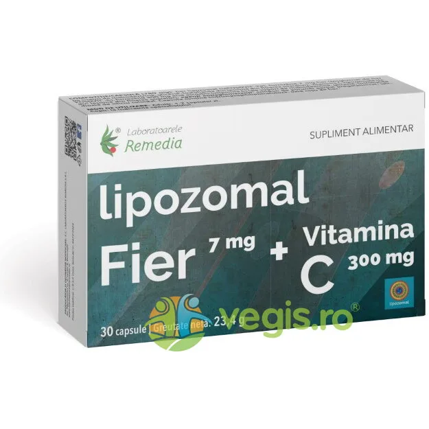 Fier Lipozomal 7mg + Vitamina C 300mg 30cps REMEDIA — preț și oferte