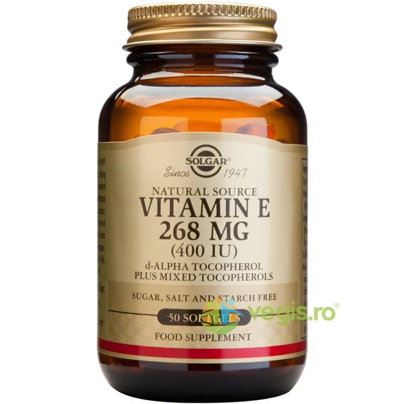 Vitamina E din surse naturale 268 mg (400 UI) 50cps SOLGAR — preț și oferte