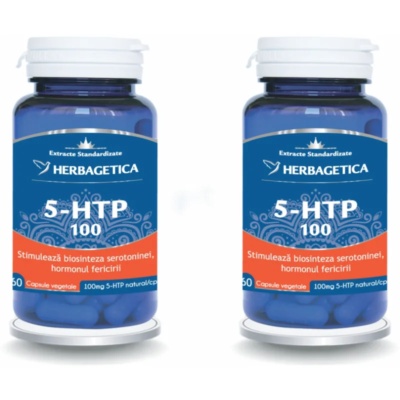 Pachet 5-HTP 100 60cps+60cps (50% reducere la al doilea produs) HERBAGETICA — preț și oferte