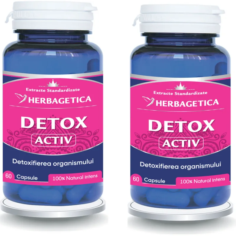 Pachet Detox Activ 60cps+60cps (50% reducere la al doilea produs) HERBAGETICA — preț și oferte