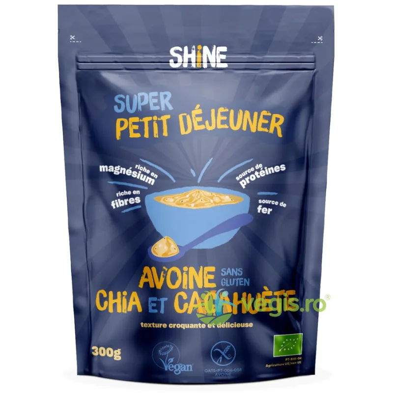 Cereale Instant cu Ovaz, Chia si Arahide fara Gluten Ecologice/Bio 300g SHINE — preț și oferte