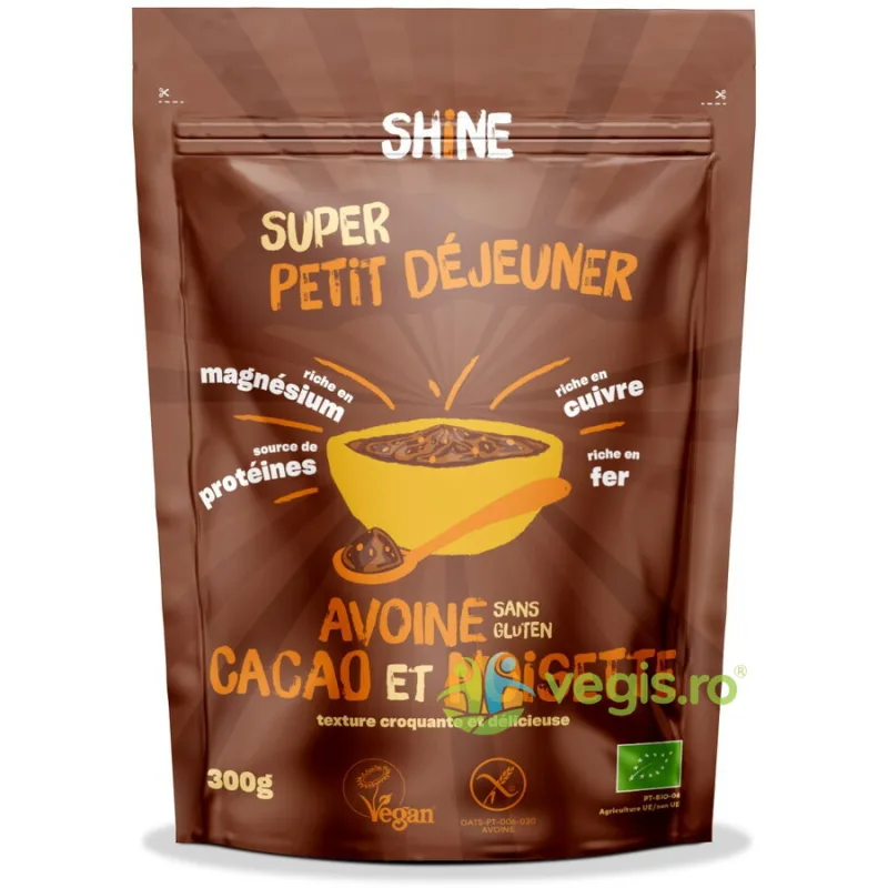 Cereale Instant cu Ovaz, Cacao si Alune de Padure fara Gluten Ecologice/Bio 300g SHINE — preț și oferte
