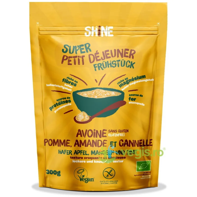 Cereale Instant cu Ovaz, Mere, Migdale si Scortisoara fara Gluten Ecologice/Bio 300g SHINE — preț și oferte